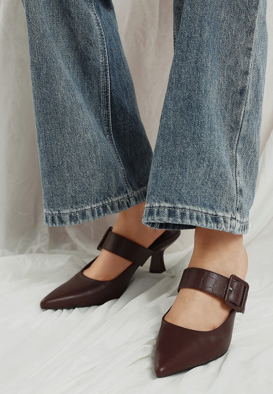 Shein Star Slim Block Heel Mules