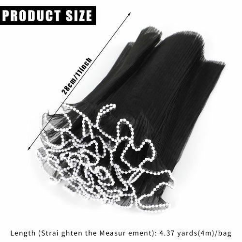 CCINEE 4.37 Yards Black Pearl Wrinkled Flower Wrapping Mesh Paper Wedding